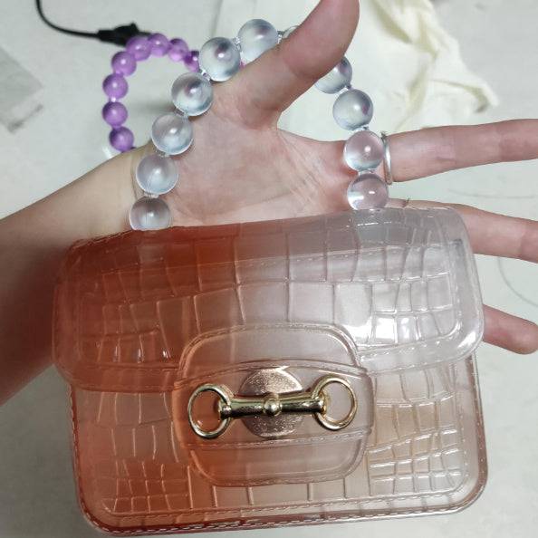 Pearl Handle Transparent Jelly Bag – Stylish & Vibrant Mini Handbag - All Inclusive Family Treasures