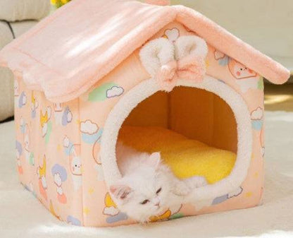 Cozy Cottage Pet House – Warm, Foldable, and Adorable for Dogs & Cats! - All Inclusive Family Treasures