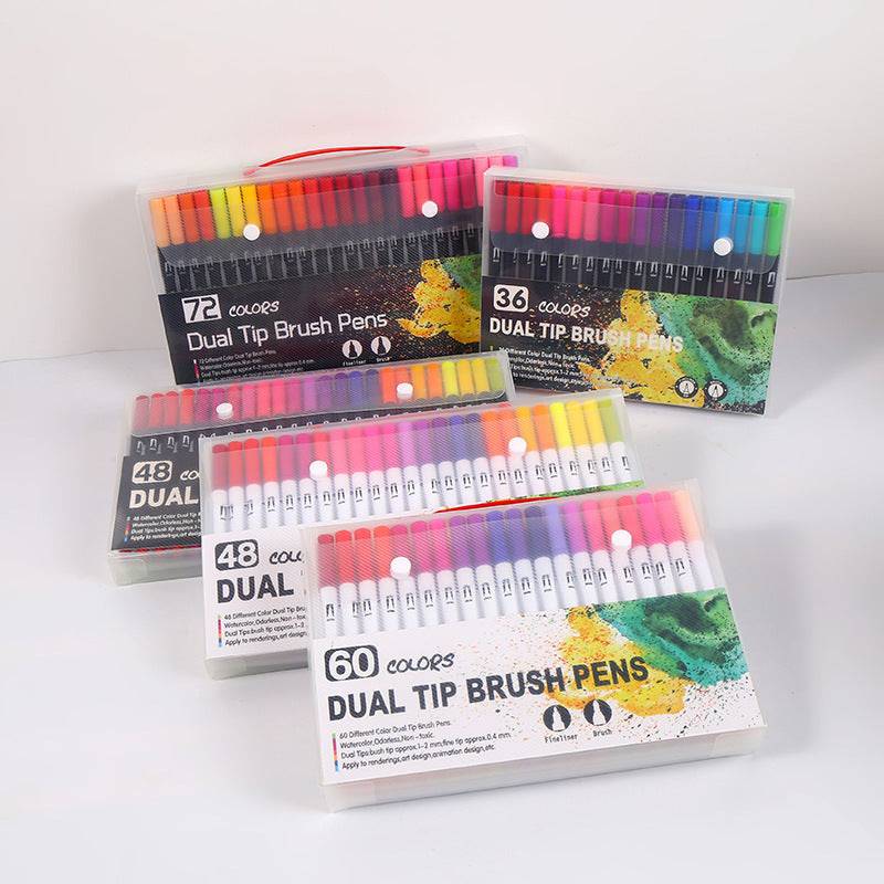 Dual Tip Brush Pens Set – Vibrant Watercolor Markers for Artists & Hobbyists - All Inclusive Family Treasures