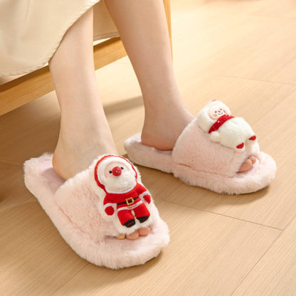 Santa Claus Plush Open-Toe Slippers – Cozy Up with Holiday Cheer! - All Inclusive Family Treasures