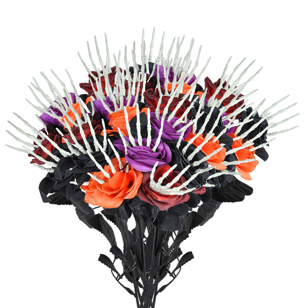 Creepy Skull Hand Rose Bouquet – Haunted Halloween Flowers