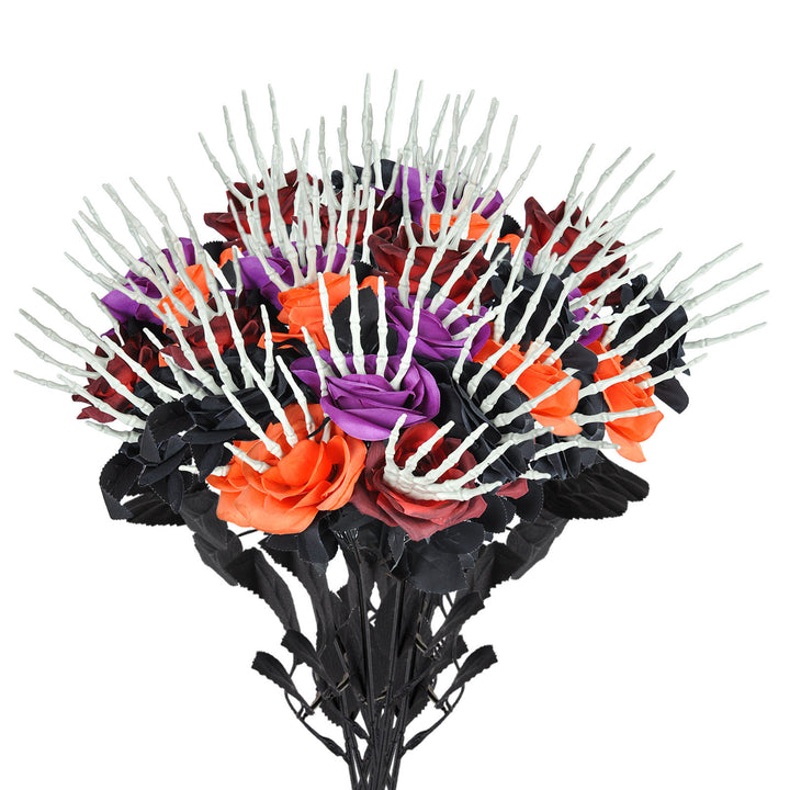 Creepy Skull Hand Rose Bouquet – Haunted Halloween Flowers