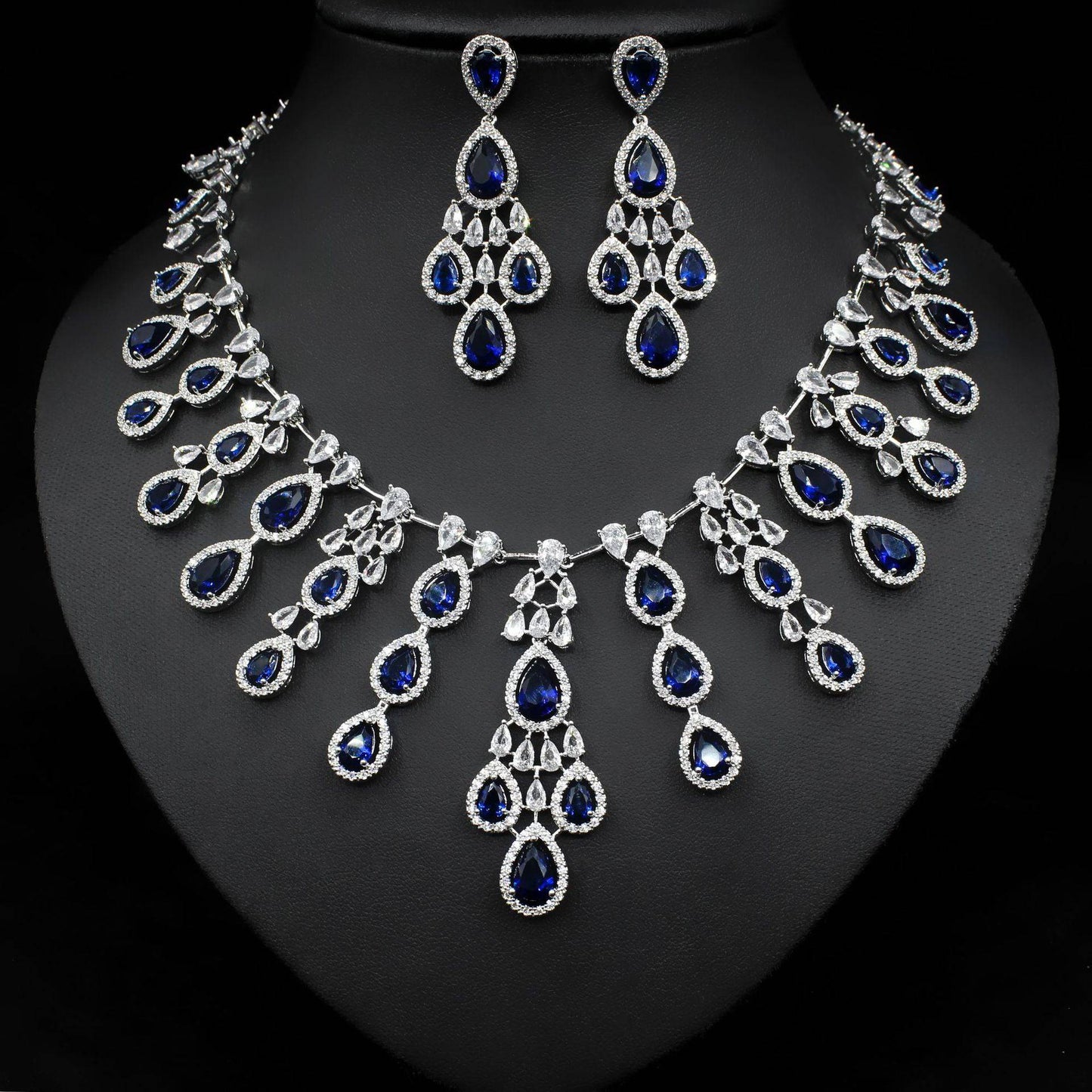 Exquisite Water Drop Zircon Necklace and Earrings Set – A Glamorous Statement for Special Occasions - All Inclusive Family Treasures