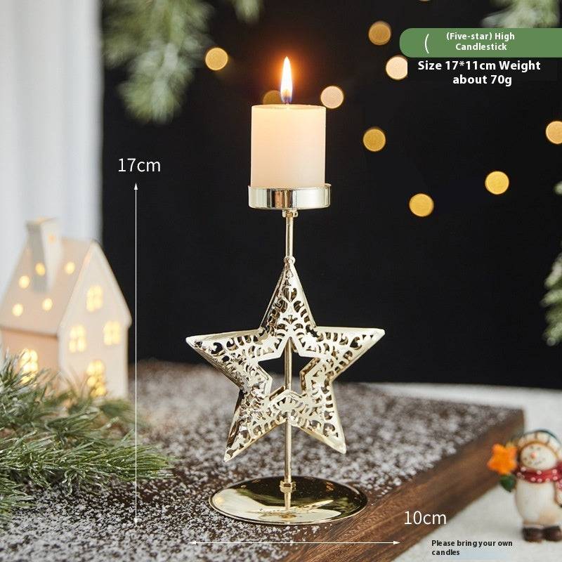 Elegant Christmas Star Wrought Iron Candlestick Holder – Festive Charm for Cozy Moments - All Inclusive Family Treasures