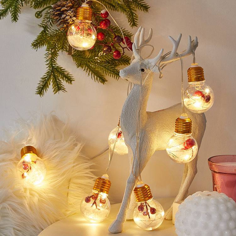 Festive Christmas Bulb String Lights – Outdoor Red Fruit Holiday Décor - All Inclusive Family Treasures