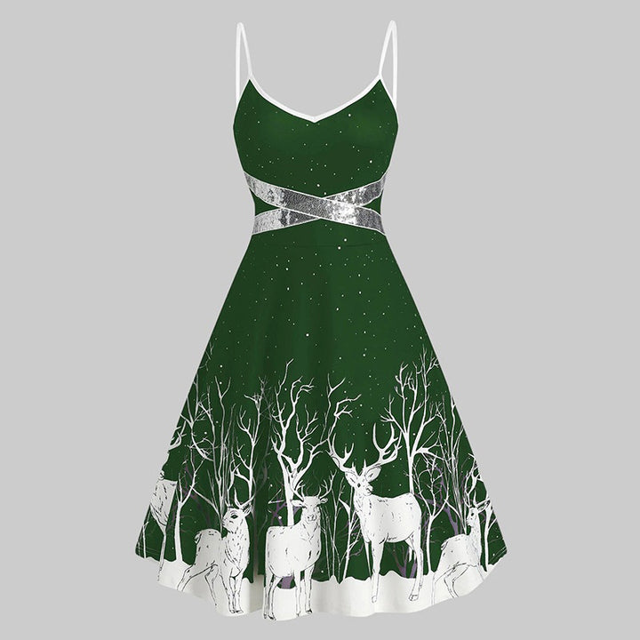 Enchanted Winter Reindeer Dress – Elegance Wrapped in Christmas Magic