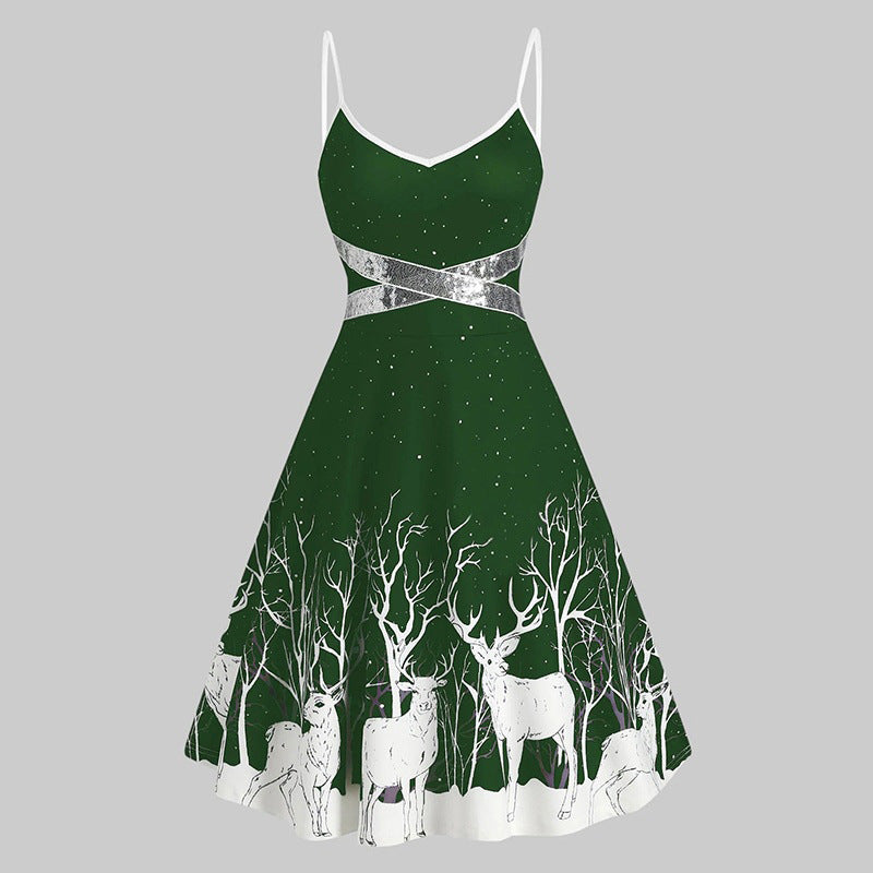 Enchanted Winter Reindeer Dress – Elegance Wrapped in Christmas Magic