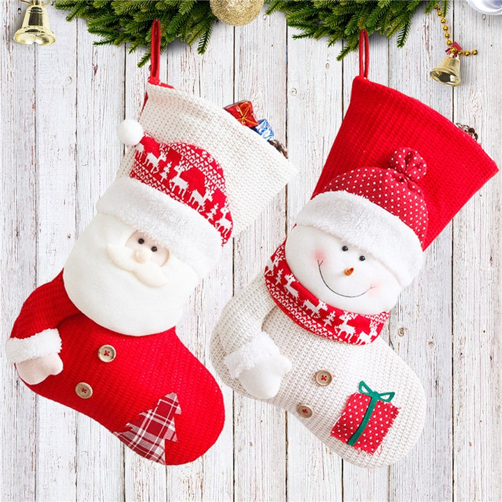Charming Santa & Snowman Knitted Christmas Stockings – Perfect for Holiday Cheer!