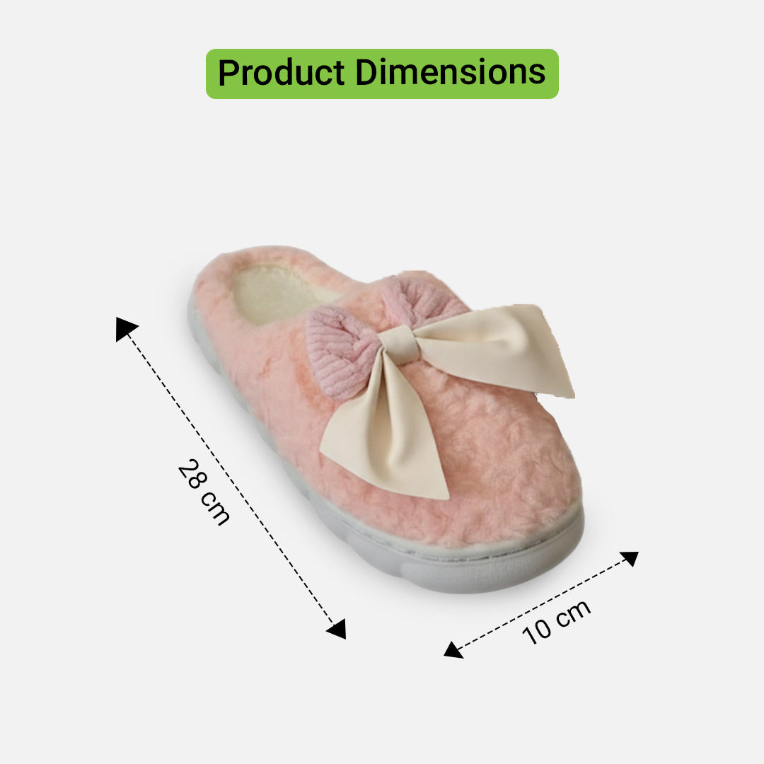 Indulge in Cozy Elegance with Plush Bow Slippers!