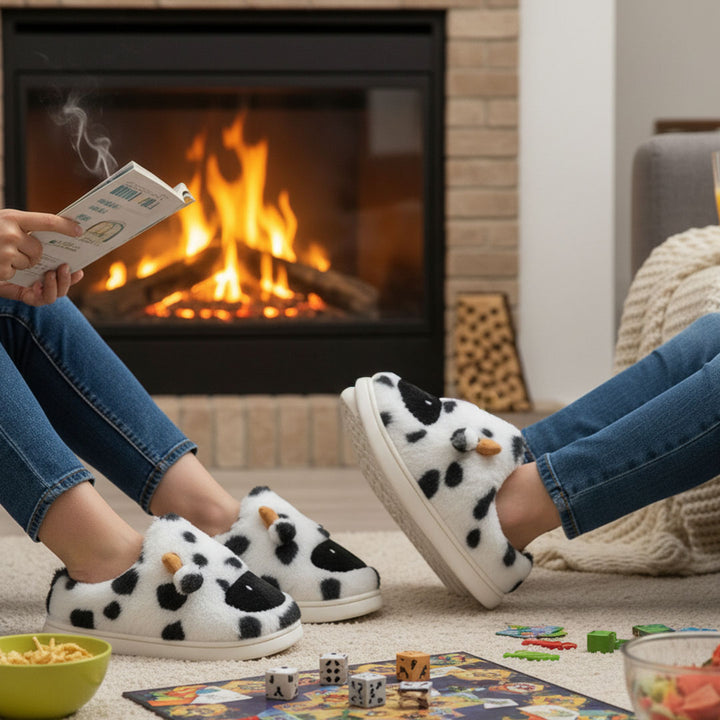 Moo-ve Into Comfort with Cozy Cow Slippers!