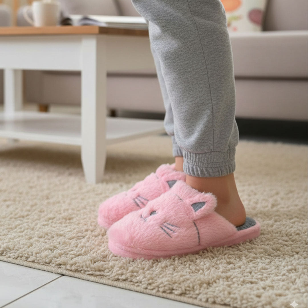 Purr-fectly Cozy: Cat-Themed Soft Bottom Slippers!
