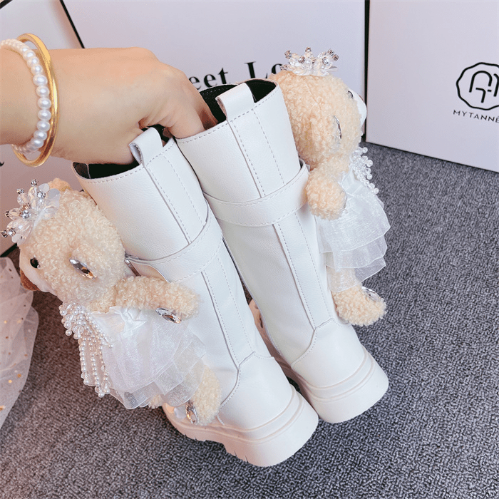 Adorable Girls’ Leather Bear Boots – Cute & Stylish Boots with Teddy Bear Accents - All Inclusive Family Treasures