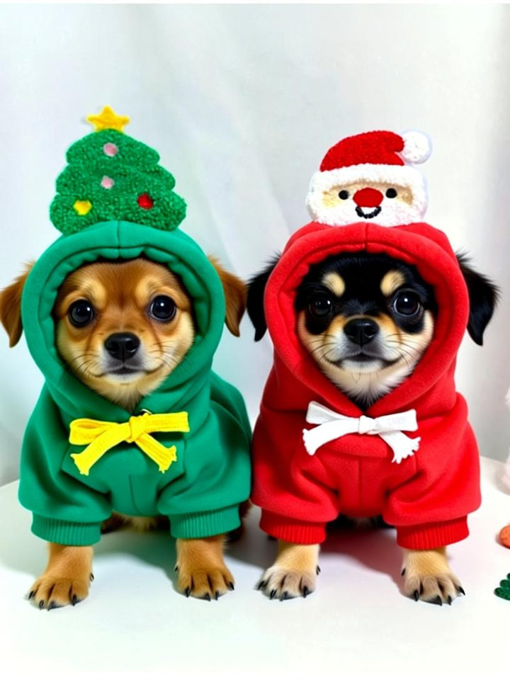 Adorable Christmas Pet Hoodie – Warm Santa & Tree Pullover for Cats & Dogs