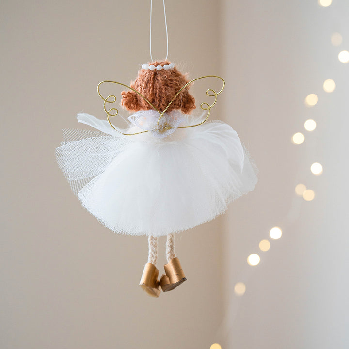 Golden Wings & White Whispers: Christmas Angel Girl Ornaments
