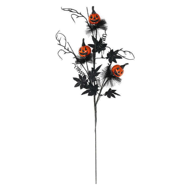 Spooky Black Pumpkin Twig Bouquet – Haunted Halloween Décor