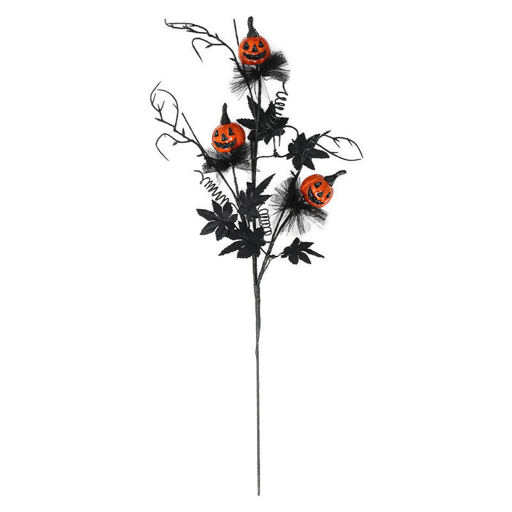 Spooky Black Pumpkin Twig Bouquet – Haunted Halloween Décor