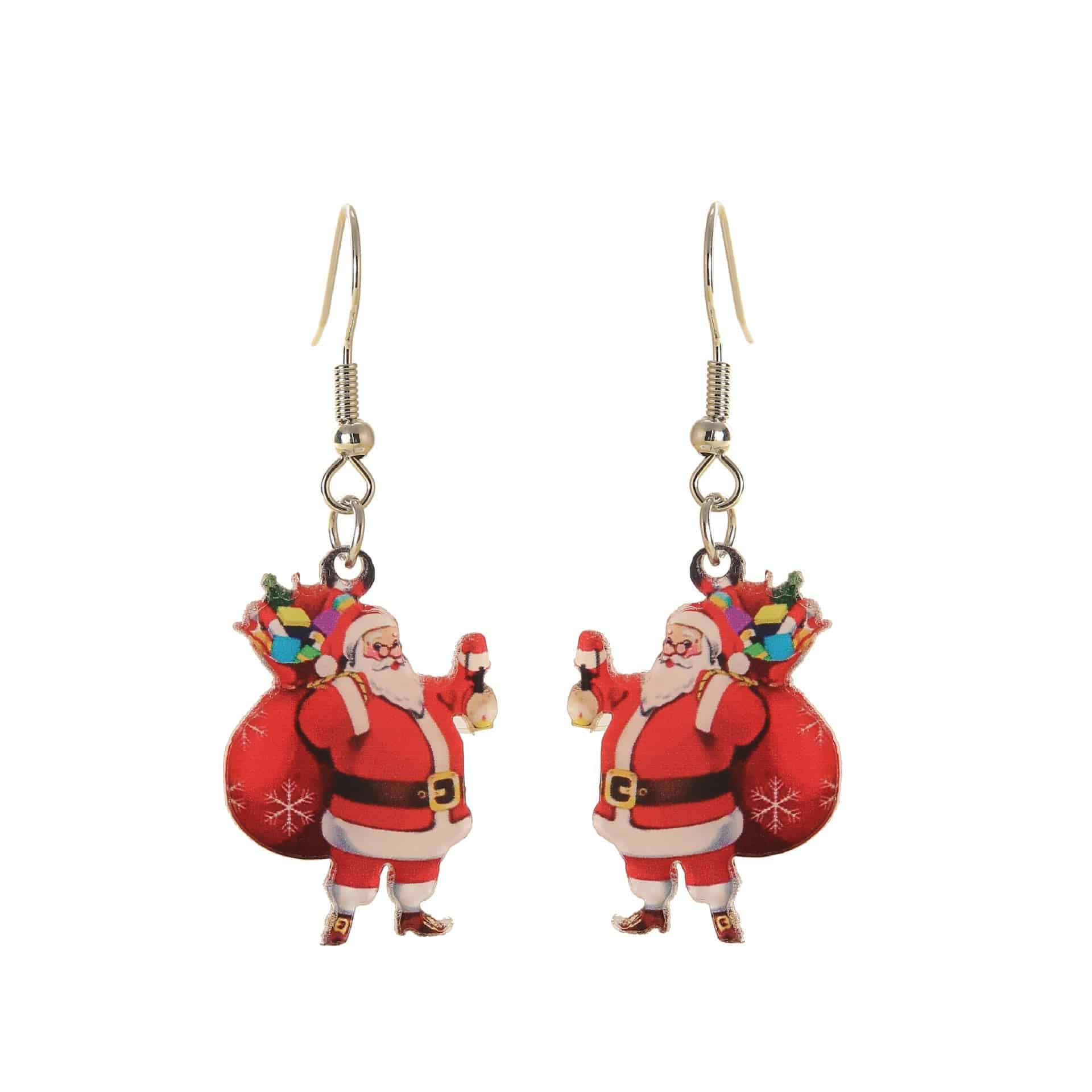 Playful Cartoon Santa Claus Acrylic Earrings – Festive Holiday Charm - All Inclusive Family Treasures