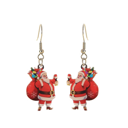 Playful Cartoon Santa Claus Acrylic Earrings – Festive Holiday Charm - All Inclusive Family Treasures