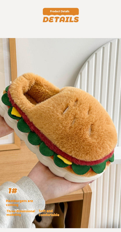 Burger Bliss Plush Slippers – Cozy, Fun & Oh-So-Adorable! - All Inclusive Family Treasures