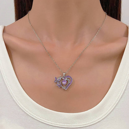 Butterfly Love Necklace – Rhinestone Heart Pendant for Valentine’s Day - All Inclusive Family Treasures