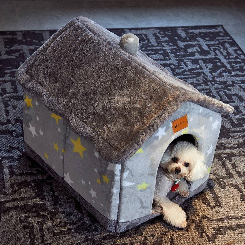 Cozy Cottage Pet House – Warm, Foldable, and Adorable for Dogs & Cats! - All Inclusive Family Treasures