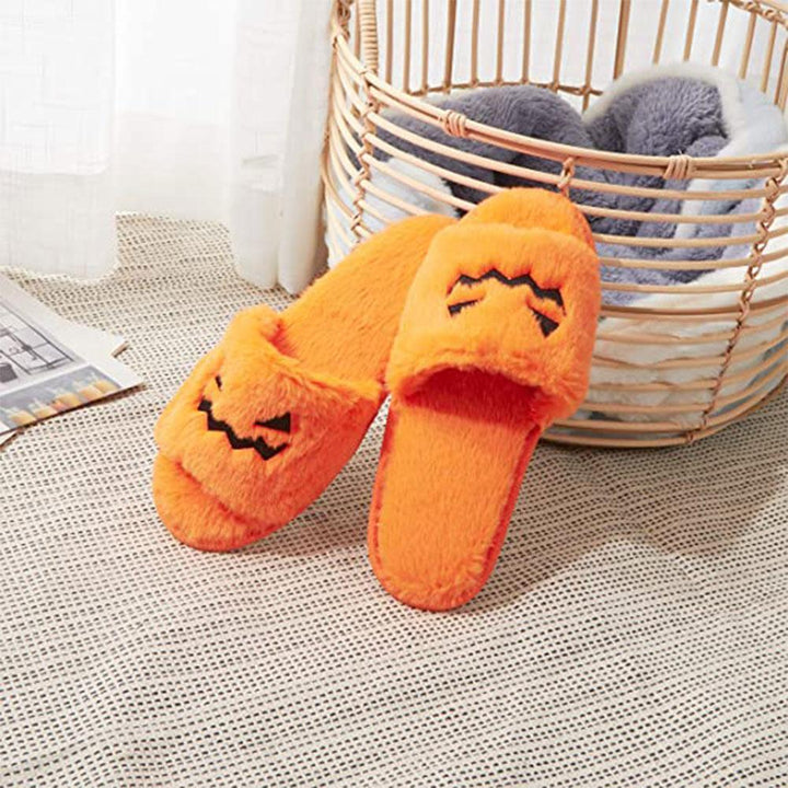 Spooky-Cute Plush Halloween Slippers