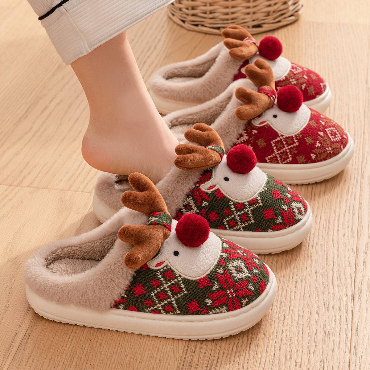 Adorable Reindeer Plush Slippers – Embrace the Magic of Comfort! - All Inclusive Family Treasures