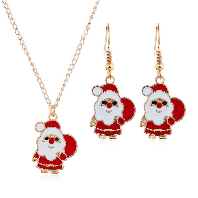 Santa Claus Earrings & Necklace Set – Festive Holiday Jewelry - All Inclusive Family Treasures