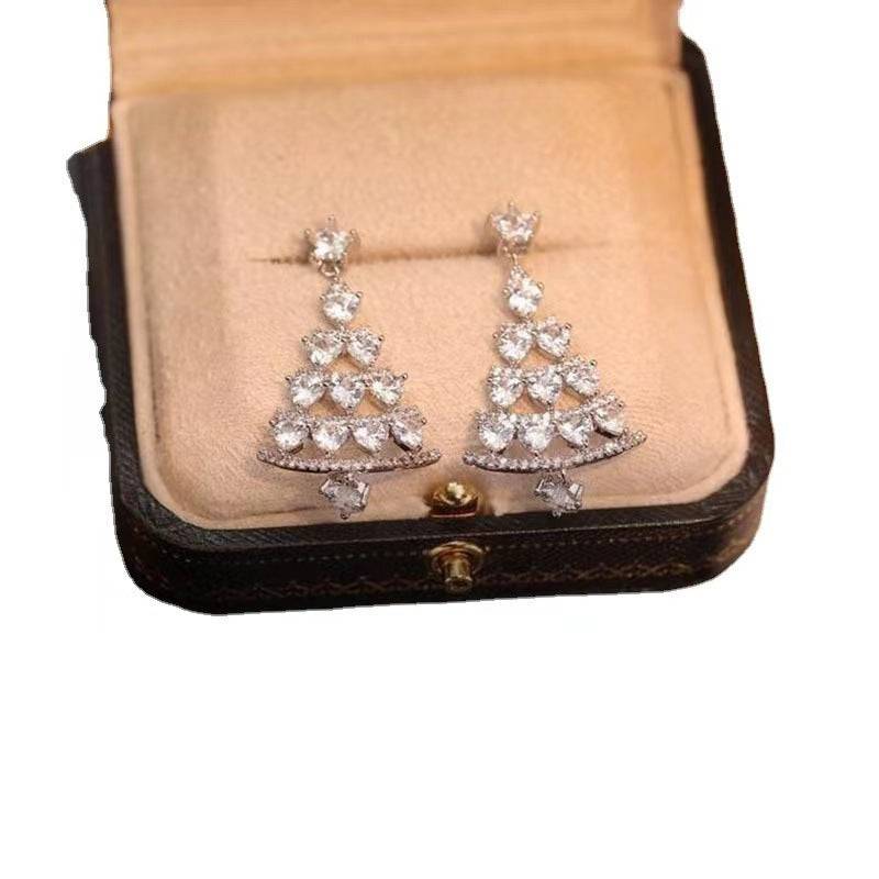 Elegant Crystal Christmas Tree Earrings – Sparkle with Holiday Glamour! - All Inclusive Family Treasures