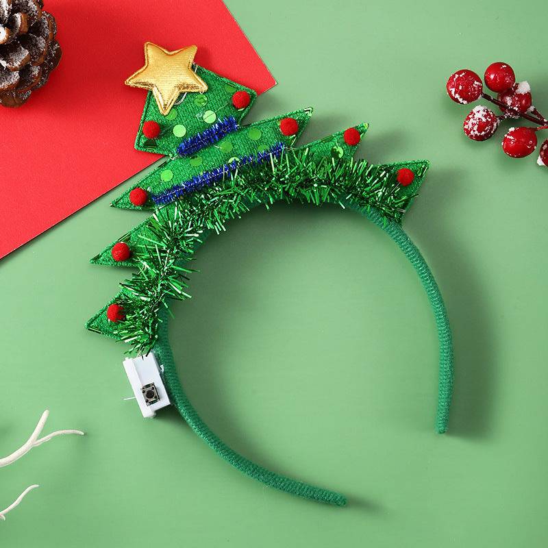 LED Christmas Hair Band | Festive Light-Up Headbands for Holiday Cheer - Reindeer, Candy Cane & Christmas Tree Styles - All Inclusive Family Treasures