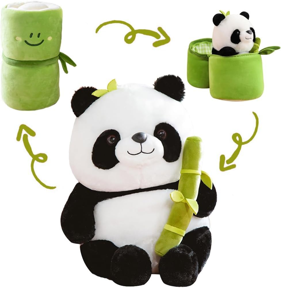 Adorable Panda Plush with Bamboo Hideout – Cuddly Toy & Collectible Gift