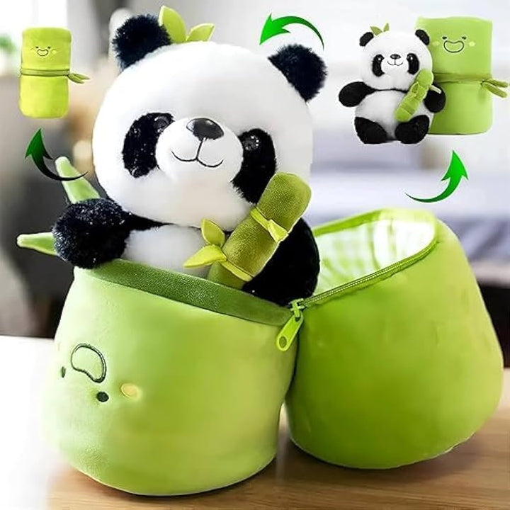 Adorable Panda Plush with Bamboo Hideout – Cuddly Toy & Collectible Gift