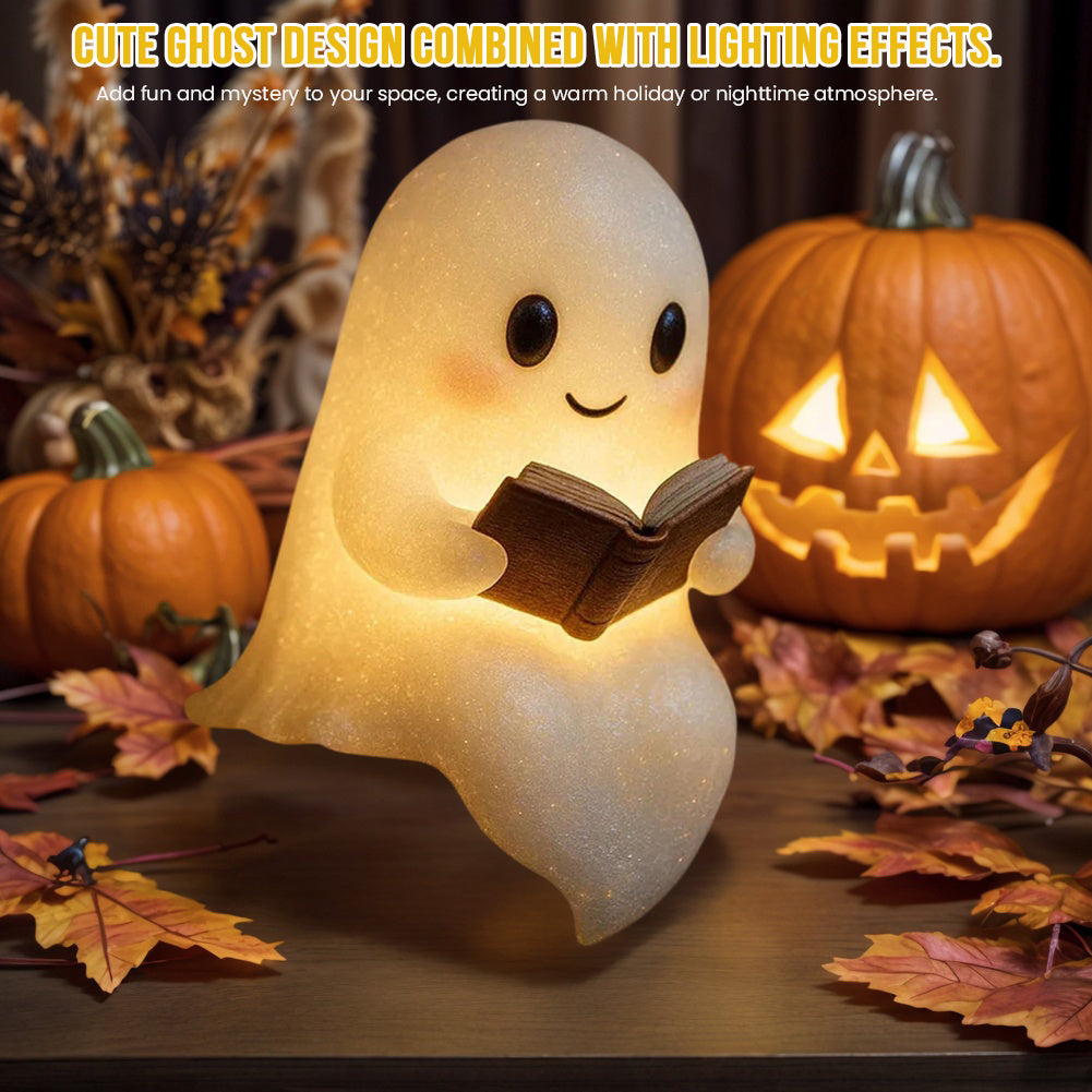 Reading Ghost LED Night Light – Adorable Warm Glow Bedside Lamp