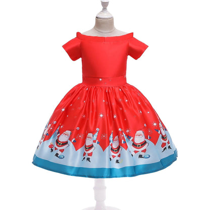 Children's Dress - Festive Holiday Mid-Length Skirt with Reindeer Headband - All Inclusive Family Treasures