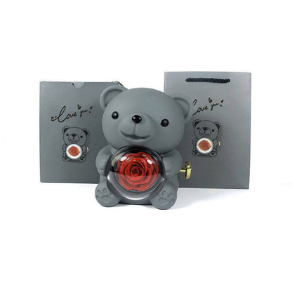 Rotating Bear Gift Box – Rose Jewelry Box for Special Occasions - All Inclusive Family Treasures