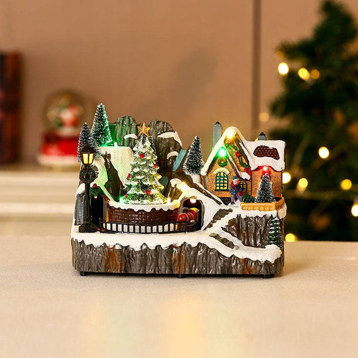 Rotating Christmas Village Music Box – LED Lit Resin Ornament with Santa & Snowy Scene - All Inclusive Family Treasures