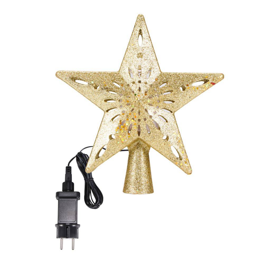 Glittering LED Christmas Tree Topper Star with Snowflake Projector – Magical Holiday Light Display - All Inclusive Family Treasures