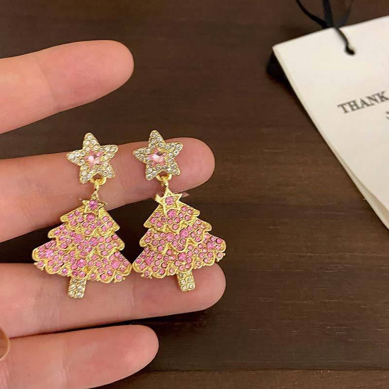 Micro-inlaid Christmas Tree Earrings Female Design Fashion - All Inclusive Family Treasures