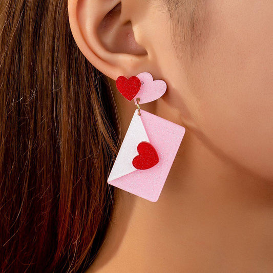 Charming Love Letter Acrylic Earrings – Romantic Valentine's Day Gift - All Inclusive Family Treasures