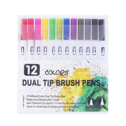 Dual Tip Brush Pens Set – Vibrant Watercolor Markers for Artists & Hobbyists - All Inclusive Family Treasures