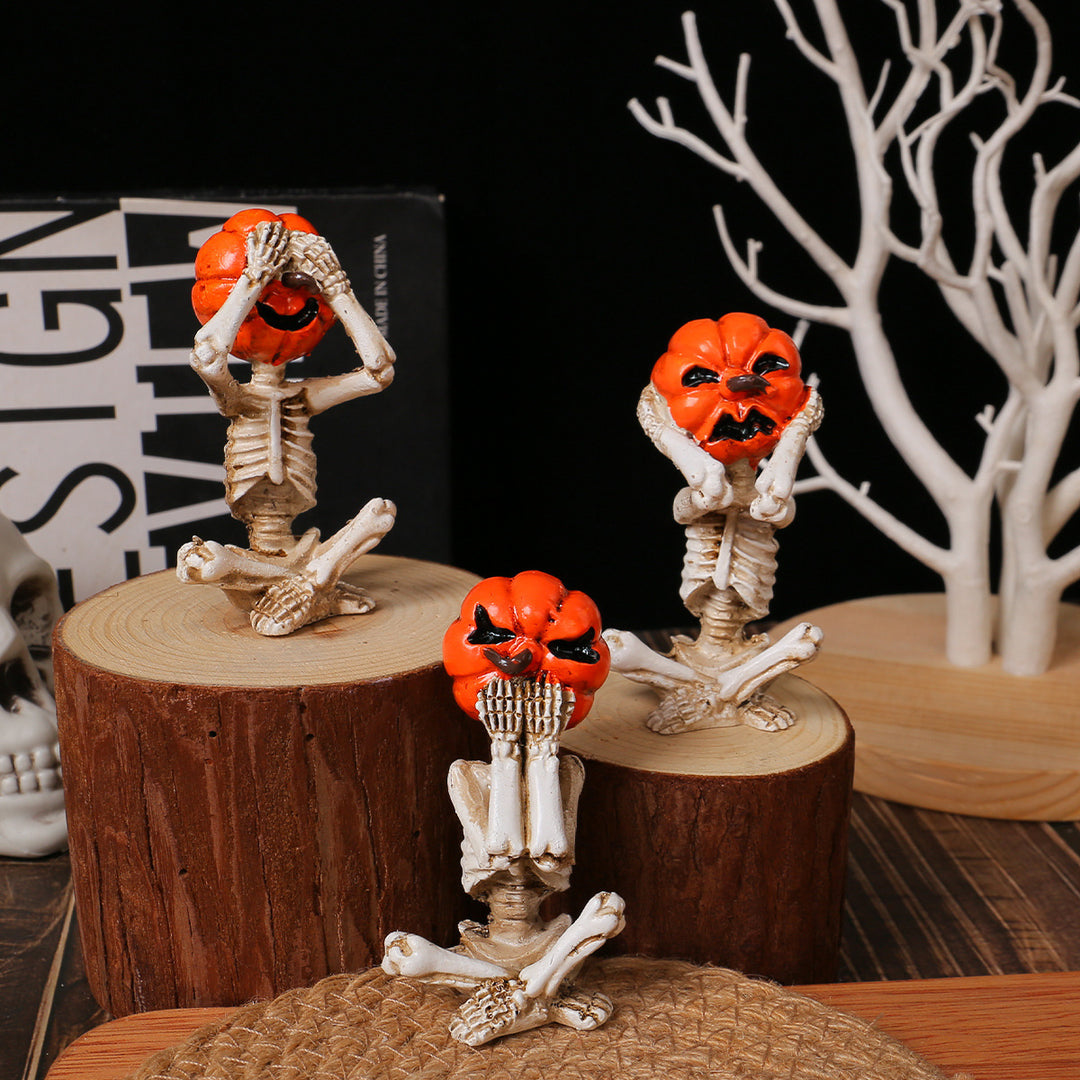 Pumpkin-Head Skeleton Ornaments – Creepy-Cute Halloween Décor