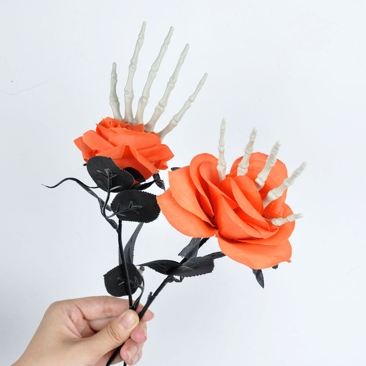 Creepy Skull Hand Rose Bouquet – Haunted Halloween Flowers