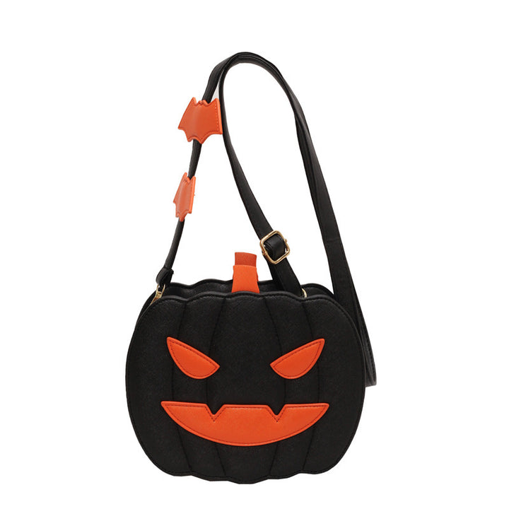 Pumpkin Scream Chic – Halloween Crossbody Bag with Bat Strap