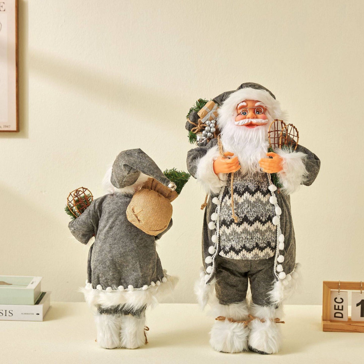 Striped Santa Claus Ornaments Nordic Style Silver Rudolf Doll - All Inclusive Family Treasures