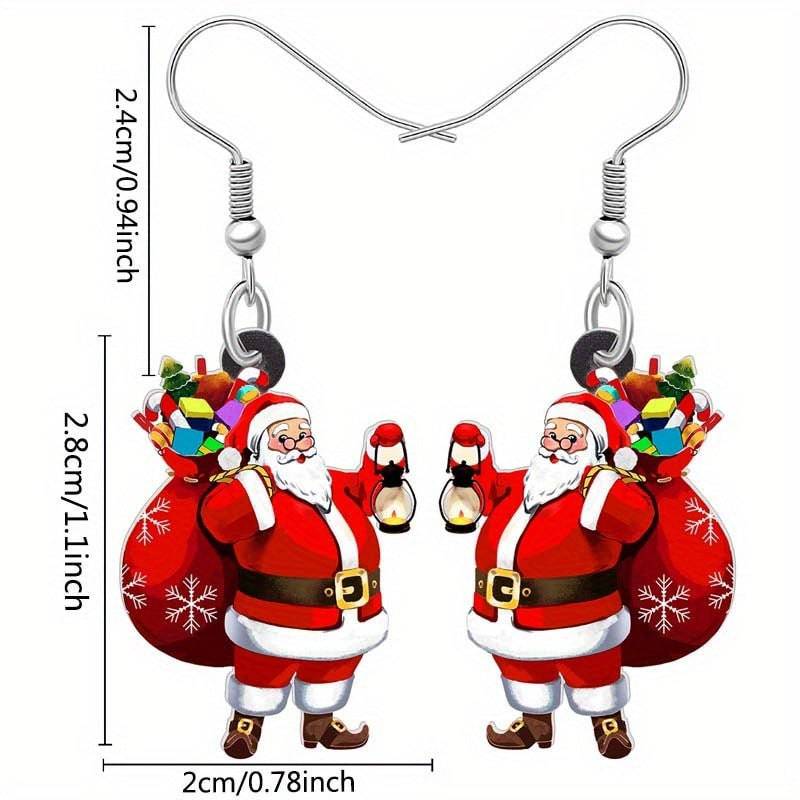 Playful Cartoon Santa Claus Acrylic Earrings – Festive Holiday Charm - All Inclusive Family Treasures