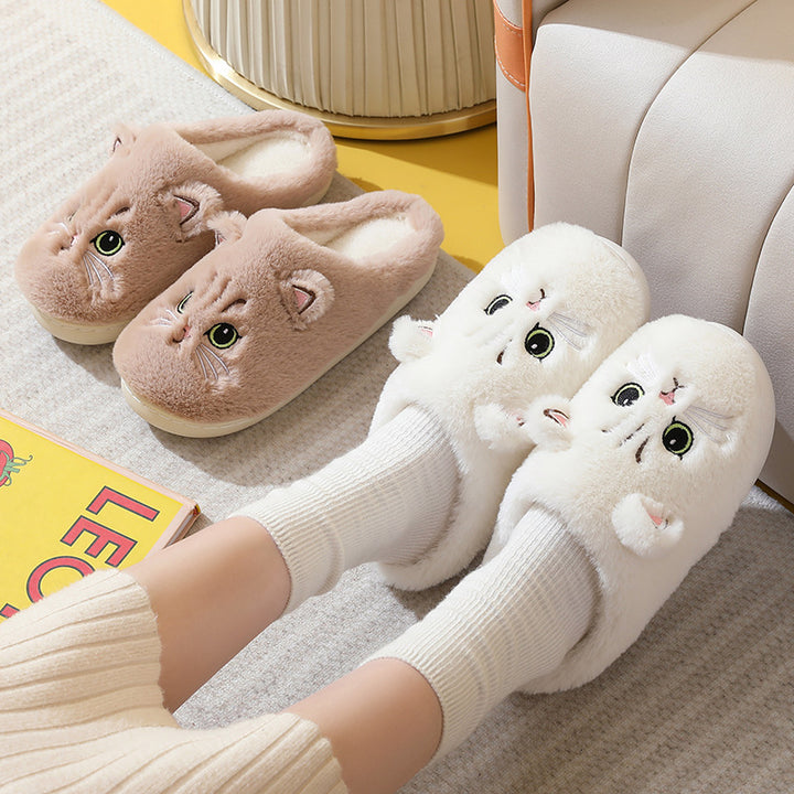 Cozy Kitty Cartoon Plush Slippers