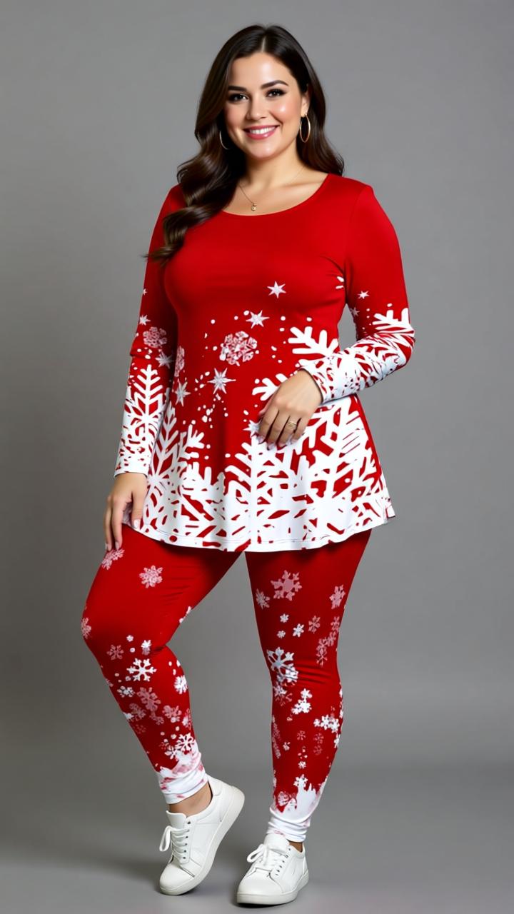 3D Christmas Print Matching Set – Festive Holiday Outfit for Women