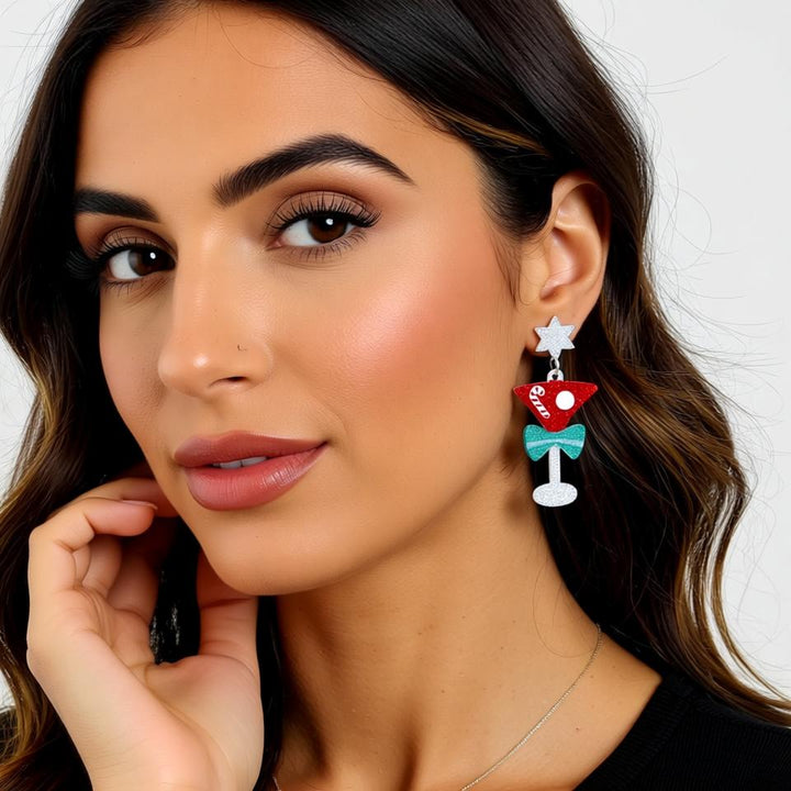 Festive Christmas Tree Earrings with Rhinestones – Perfect for Holiday Glam!