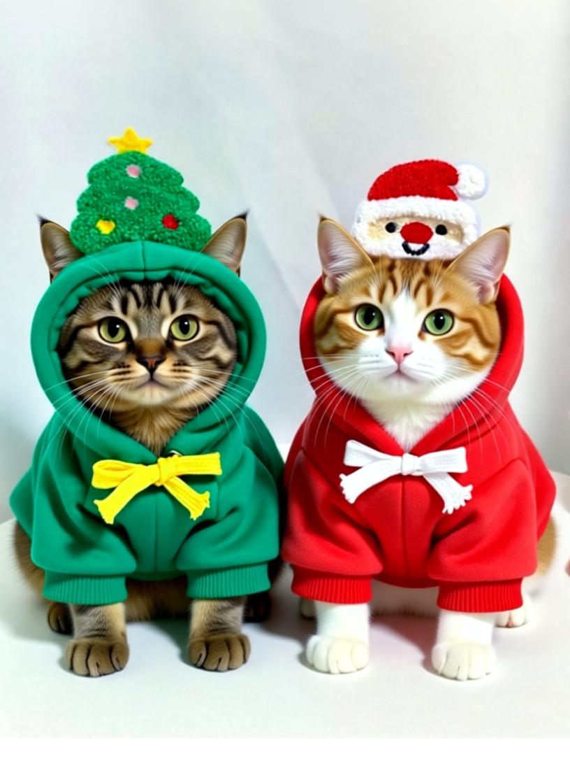 Adorable Christmas Pet Hoodie – Warm Santa & Tree Pullover for Cats & Dogs