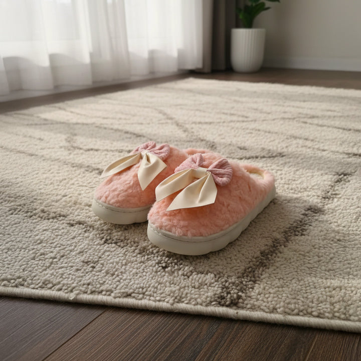 Indulge in Cozy Elegance with Plush Bow Slippers!